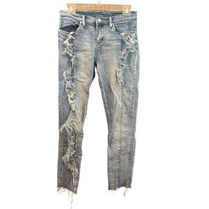 Blank NYC Ruffled Fray Light Wash Jeans